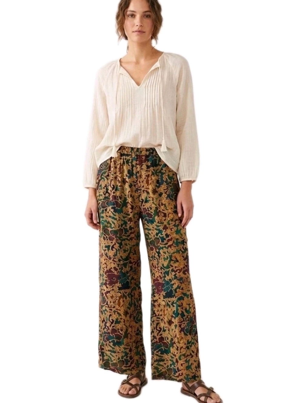 NEW Lola P. Reversible Pants Size L Large 100% Rayon Bohemian Made in India